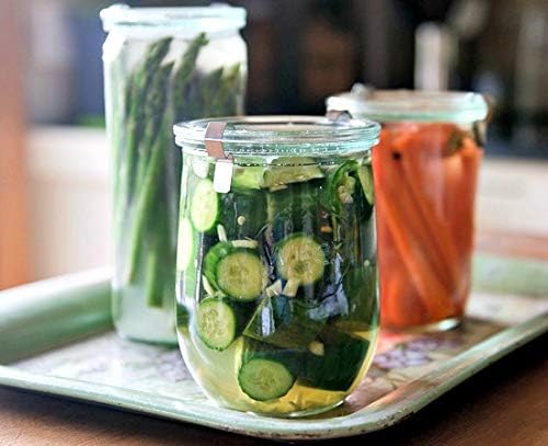 Weck - Grosse Gläser für Sauerteig - Starterglas mit Glasdeckel - Tulpenglas mit breiter Öffnung - W