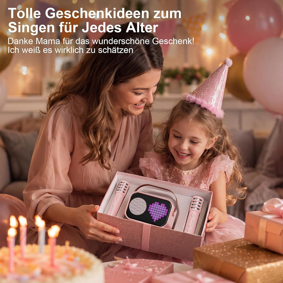 JYX Karaoke Anlage mit 2 Mikrofonen, Karaoke Maschine Kinder mit Professionellem Begleitmodus, Bluet