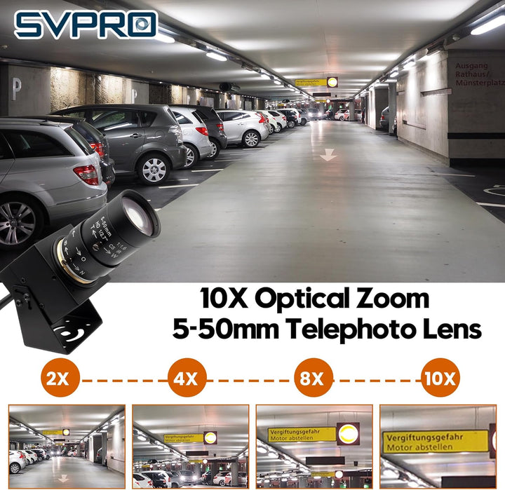 Svpro 2MP Global Shutter USB Kamera 90FPS Hochgeschwindigkeitskamera mit 5-50mm Zoomobjektiv, manuel