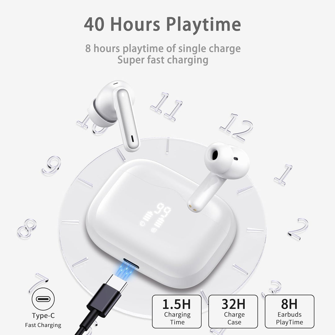 Kabellose Bluetooth Kopfhörer, In Ear Kopfhörer Bluetooth 5.4 mit 4 ENC Noise Cancelling Mics, HiFi