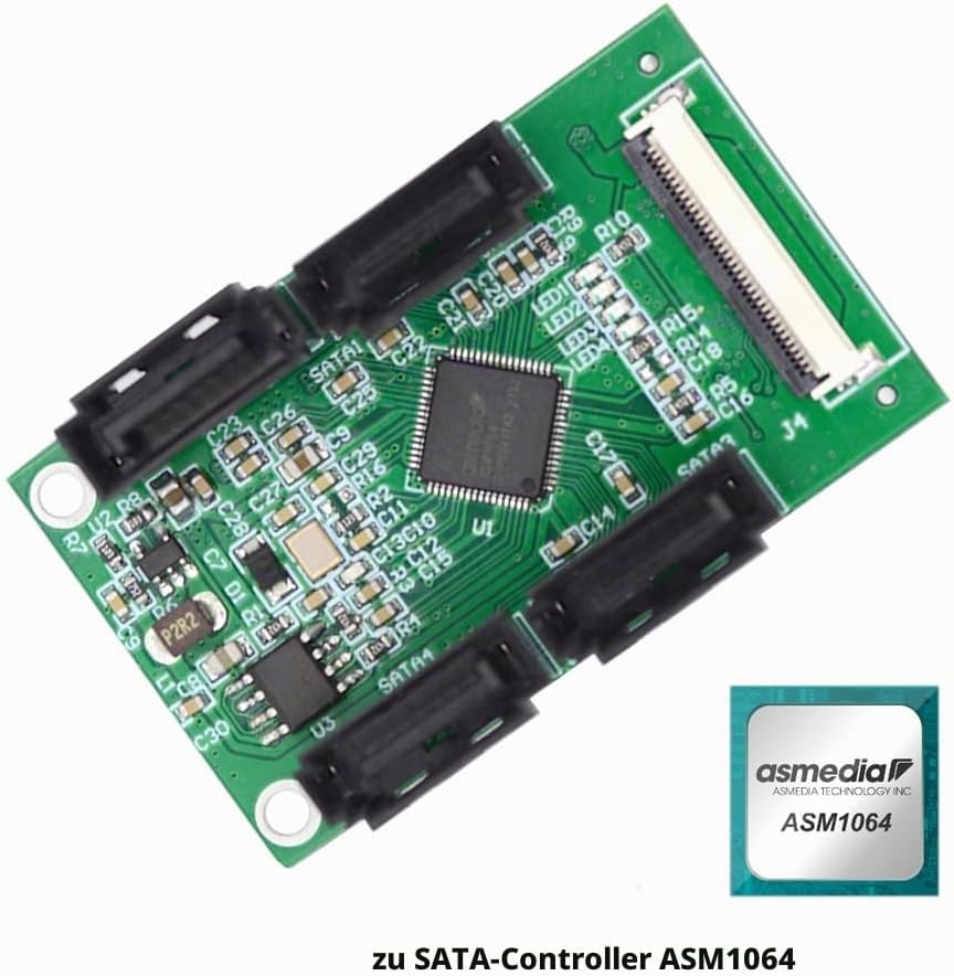 xiwai Mini PCI-E &amp; NGFF A+E auf SATA 3.0 4 Ports Adapterkabel 6 Gbit/s – Erweitern Sie Ihre SSD Spei
