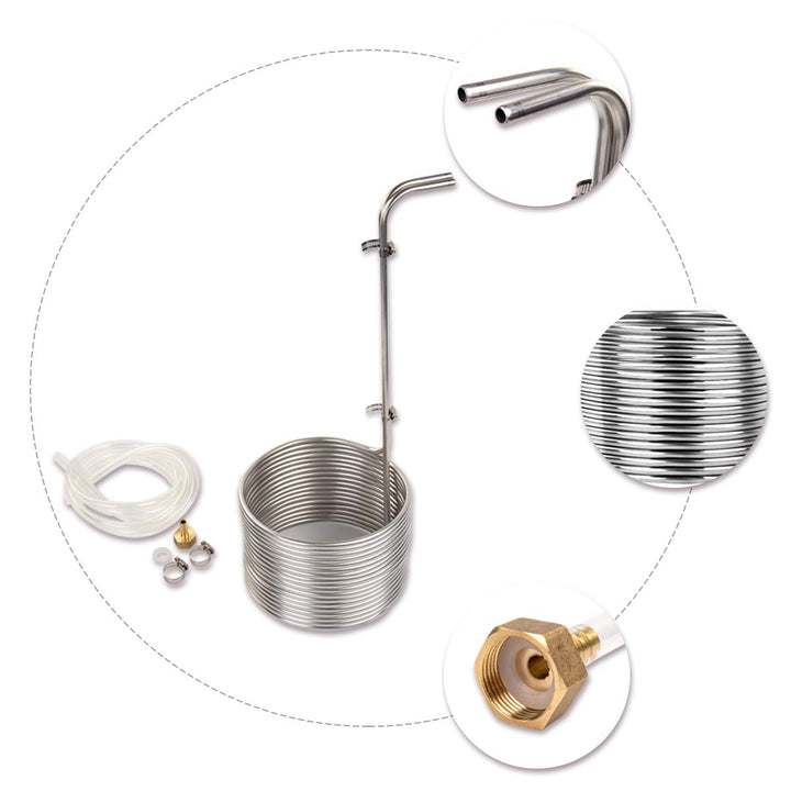 BACOENG Würzekühler Edelstahl Eintauchmodell mit 2 x 150 cm Schlauch, schnelle Abkühlung der Biermai