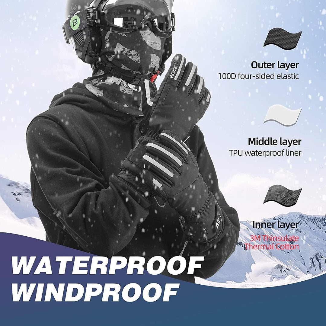 ROCKBROS Winterhandschuhe Fahrradhandschuhe Herren Winddicht L, L