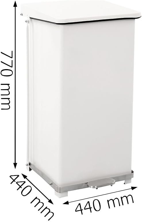 kaiserkraft | Industrie-Treteimer | Stahlblech | weiss RAL 9016 | Volumen 90 l | HxBxT 770 x 445 x 4
