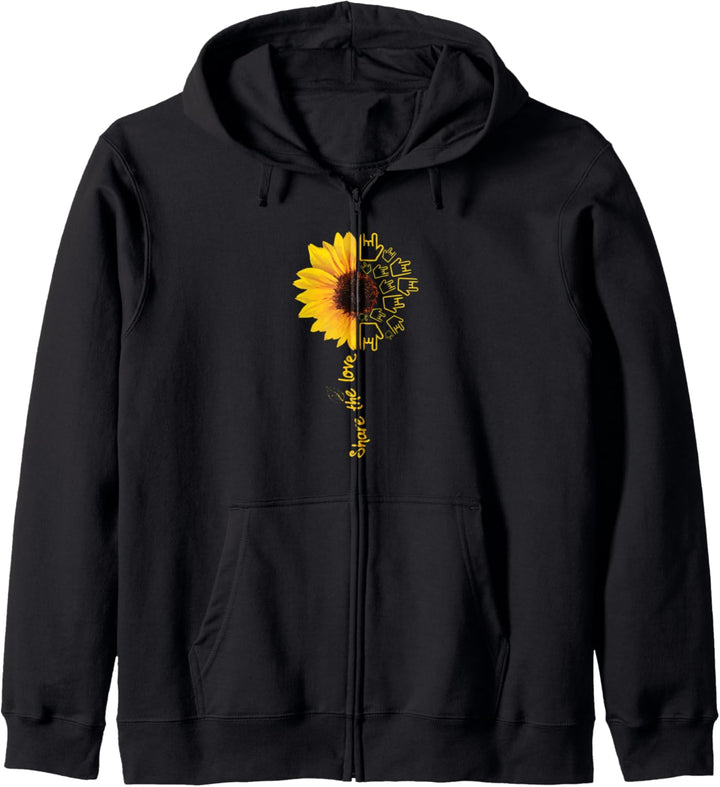 ASL American Sign Language Sunflower Share the Love Kapuzenjacke