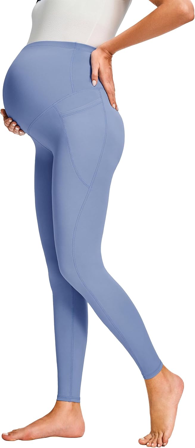 JOYSPELS Umstandsleggings über dem Bauch mit Taschen, Nicht durchsichtig, Workout-Schwangerschafts-L