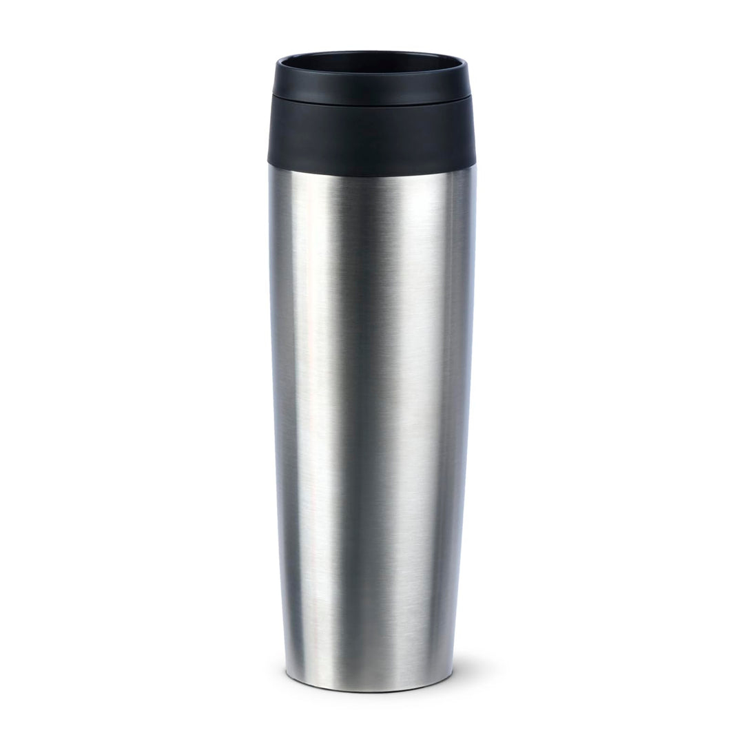 Emsa N20219 Travel Mug Classic Isolierbecher 0,5 Liter | neuer Komfort-Schraubverschluss | Edelstahl