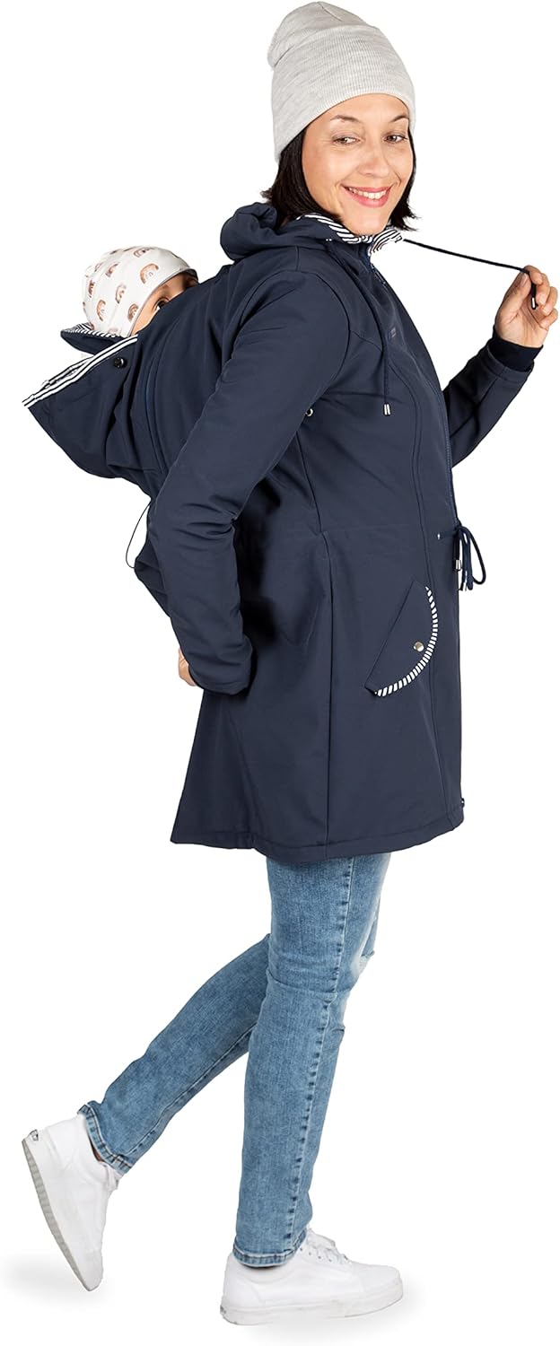 Viva la Mama 4in1 Trageparka für Tragen auf dem Rücken oder der Brust, Allwetter Softshell - PINA L