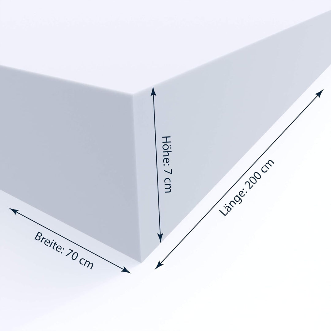 MSS e.K. Schaumstoffplatte Polster Auflage Topper - 200 x 70 x 7 cm - RG27/45 7 cm 70 x 200 cm, 7 cm