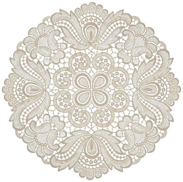 Plauener Spitze by Modespitze 67952 Design Plauen, Gre 30 cm rund, creme, Champagner 30 cm (Rund), 3