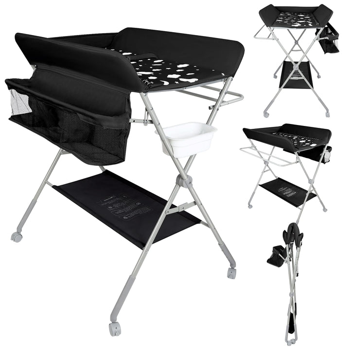 Baby Wickelkommode - Klappbar Wickelkombi - Tragbar Babypflegetisch, Mobiler Wickeltisch mit Sicherh