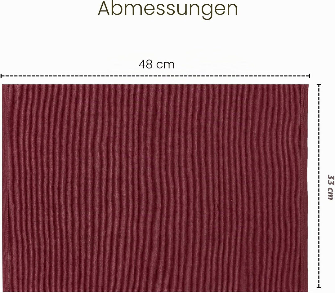 RAJRANG Poly-Baumwolle Tischsets, 6er Set, für Esszimmer und Küche, Stoff Platzsets, Maron, 19x13 Zo