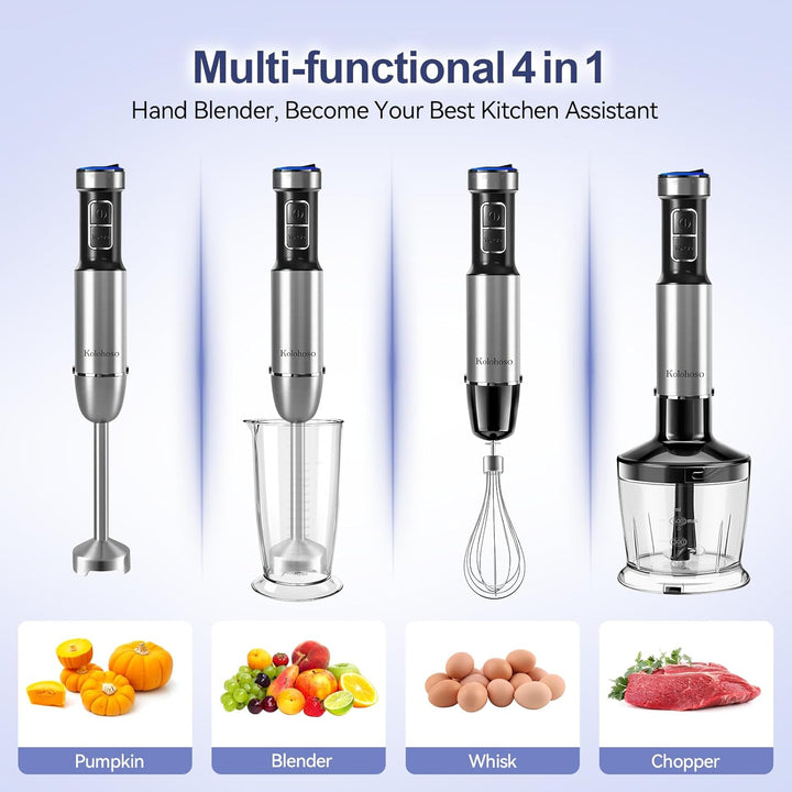 1500W Stabmixer, 4-in-1 Pürierstab, 25 Geschwindigkeitsstufen &amp; Turbo-Stabmixer Set mit Schneebesen,