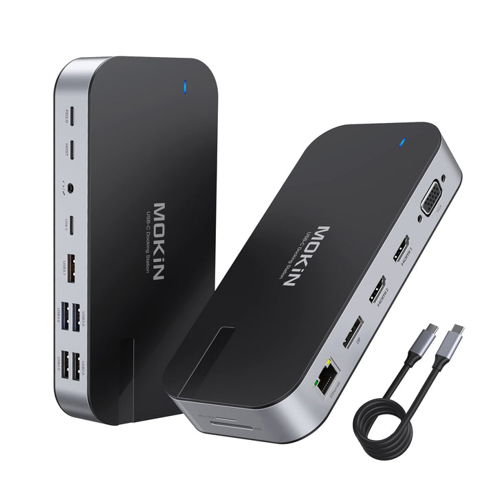 Laptop Docking Station, MOKiN 16 in 1 Docking Station USB C Dock mit Dual Monitor Display mit 2 HDMI