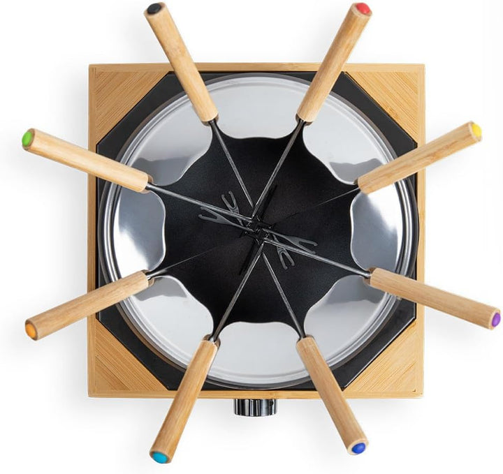 Livoo DOC287 Elektrisches Fondue-Set, Stahl/Bambus