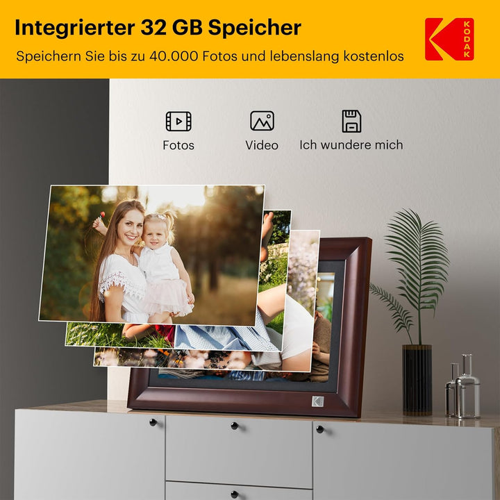 KODAK 14.1 Zoll WLAN Digitaler Bilderrahmen，1920x1080 Full HD IPS Touchscreen Smart Fotorahmen Cloud