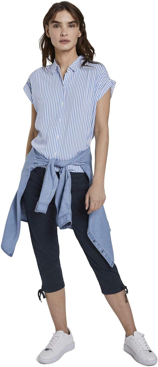 TOM TAILOR Damen Geknöpfte Tapered Relaxed Hose 34 10668 - Sky Captain Blue, 34 10668 - Sky Captain