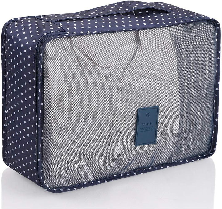 Mossio 7er-Set Packwürfel mit Schuhtasche – Reisegepäck Organizer, blau (Blau) - PH-BUDY Blauer Krei