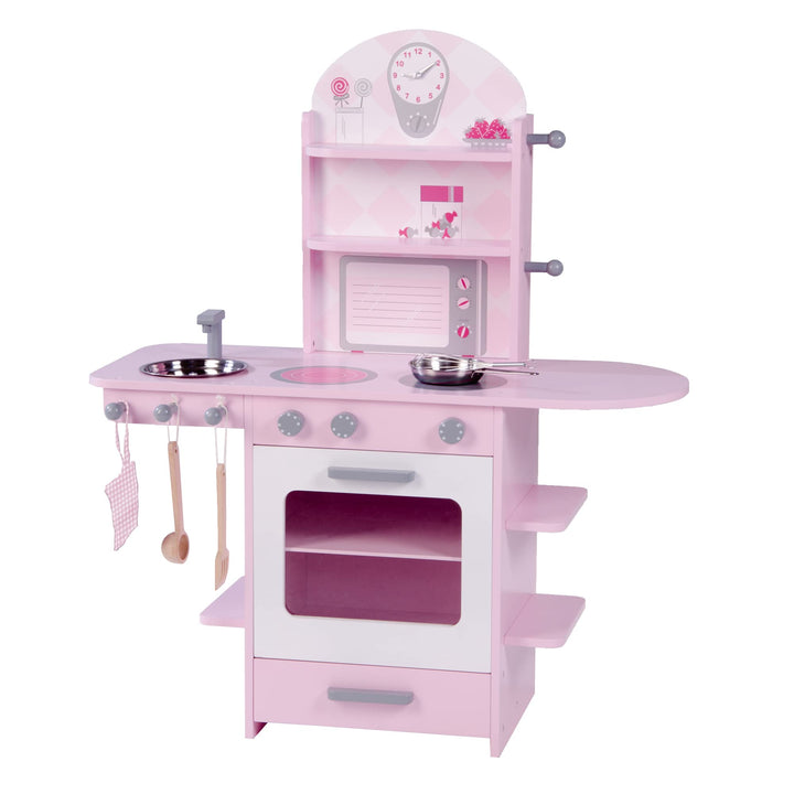 roba Spielküche, rosa, Kinderküche mit Herd, Spüle, Wasserhahn &amp; Regal inkl. Zubehör, Rosa