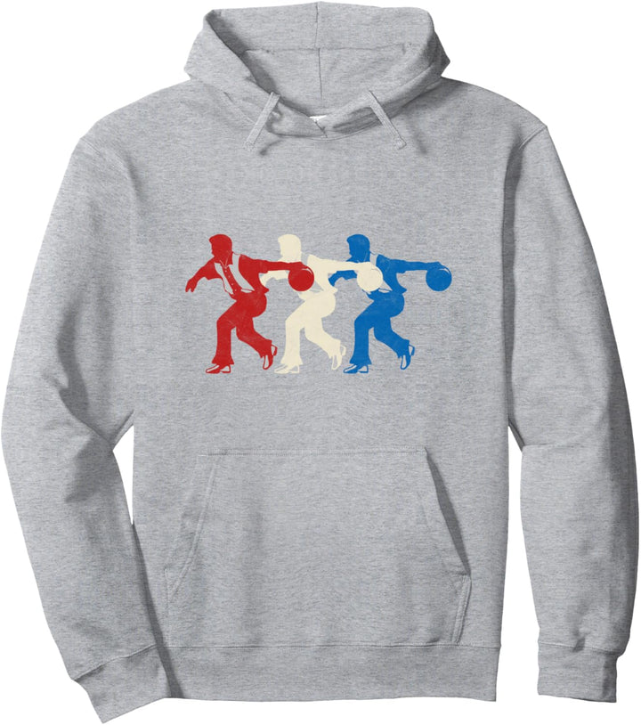 Vintage Red White & Blue Retro Bowler Pop Art Graphic Pullover Hoodie