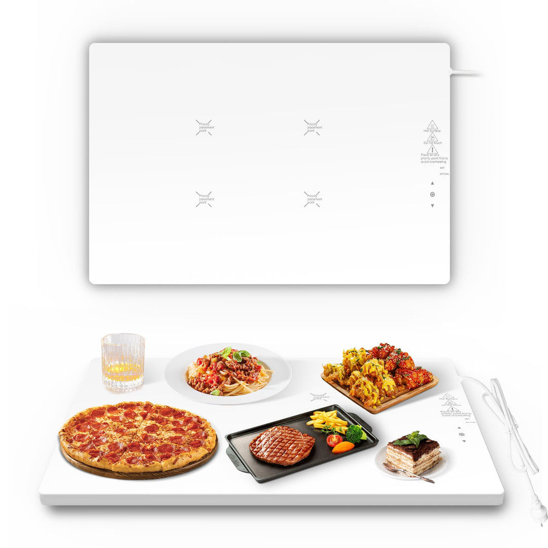 Byecold Warmhalteplatte 350 W, Wärmeplatte Elektrisch 60×40 cm, Graphen Speisewärmer, Touch Tasten,
