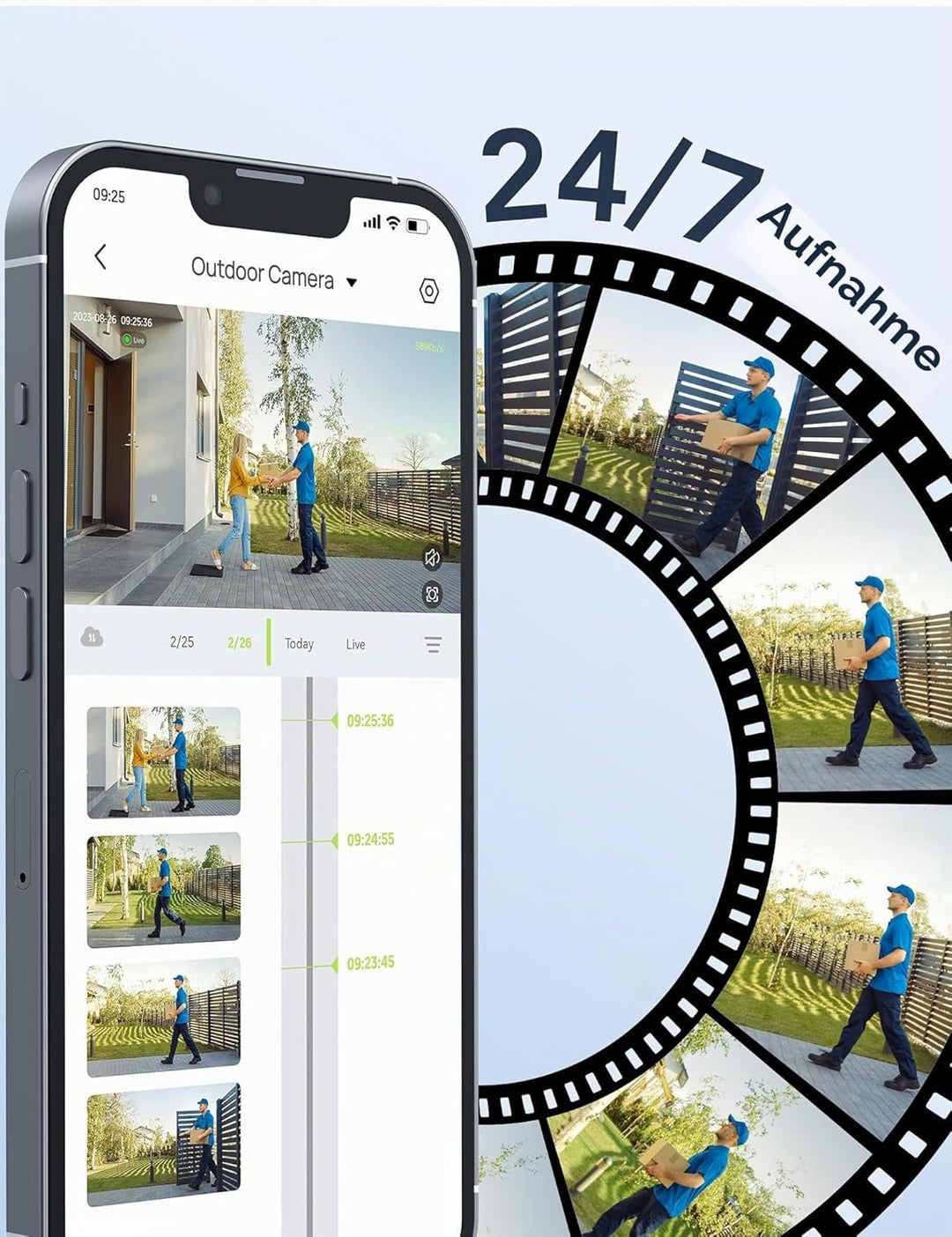 GNCC 2er-Pack WLAN-Überwachungskameras, kabelgebundene 2K-Aussenkameras, Nachtsicht, IP65 wasserdich
