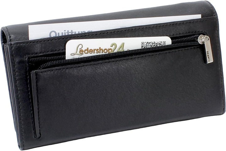 Branco Damen Geldbörse Portemonnaie Leder Damenbörse Damen Geldbeutel schwarz, Schwarz