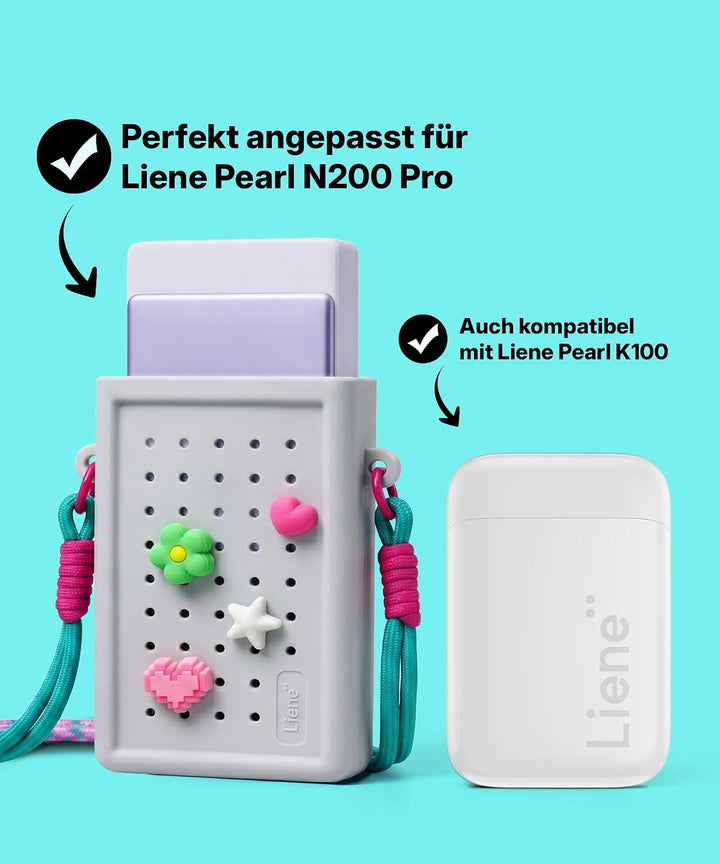 Liene DIY Silikon-Umhängetasche für Pearl N200 Pro Tragbarer Mini Fotodrucker – Schutzhülle in Grau