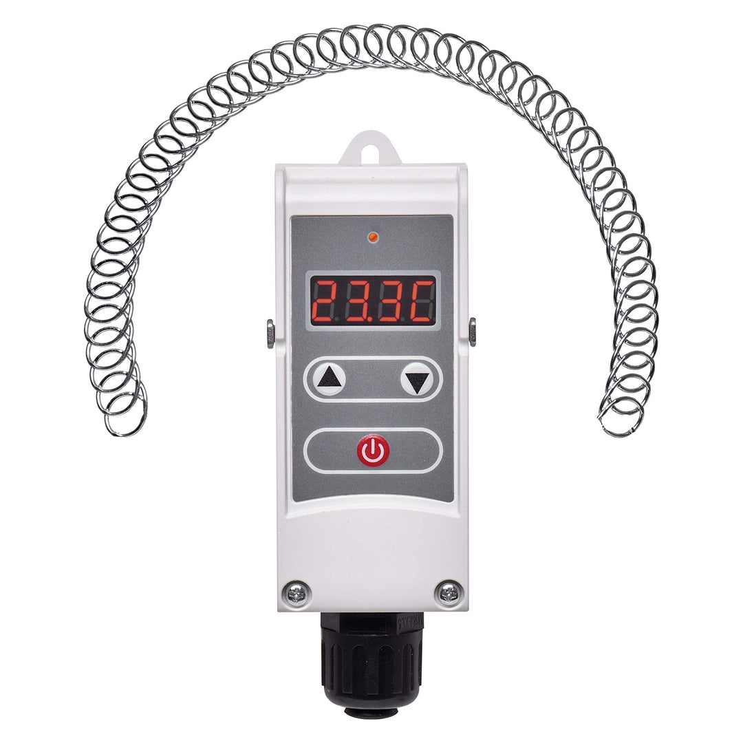 EMOS P5683 Anlegethermostat mit einstellbarer Schaltempfindlichkeit, Schraubenfeder und digitalem Di