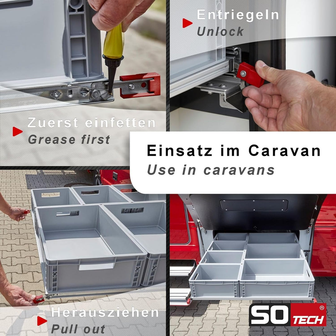 1 Paar SOTECH Schwerlastauszüge VarioSlide KV2-200-H76-L1250-EH 1270 mm mit Lock-in/out Einrastfunkt