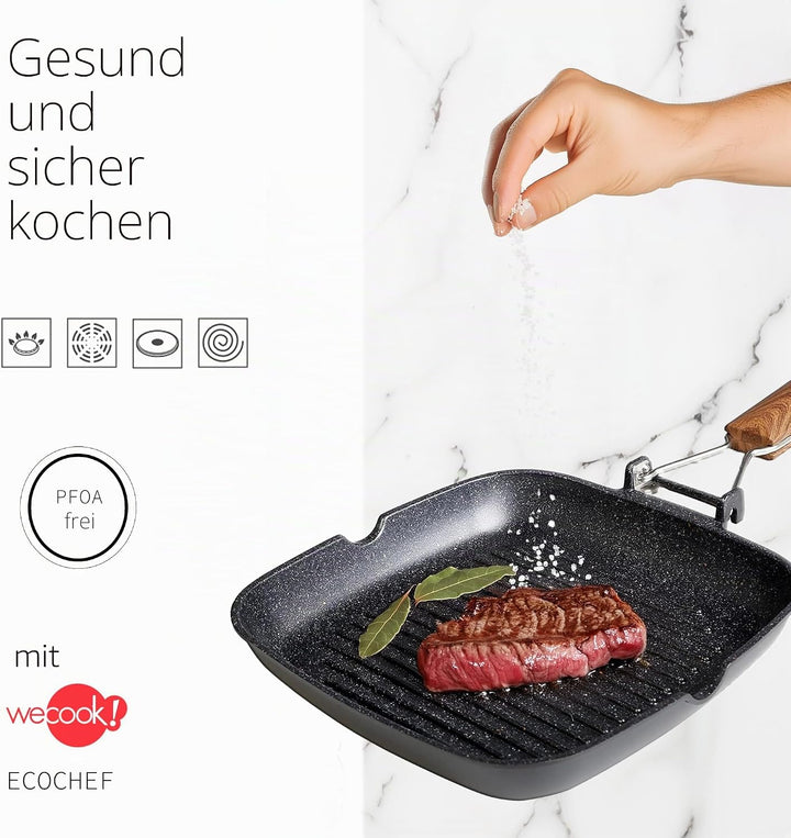 WECOOK! Ecochef - Aluminium Non Stick Grill Pan - Ribbed 20 X 20 cm, 20 X 20 cm