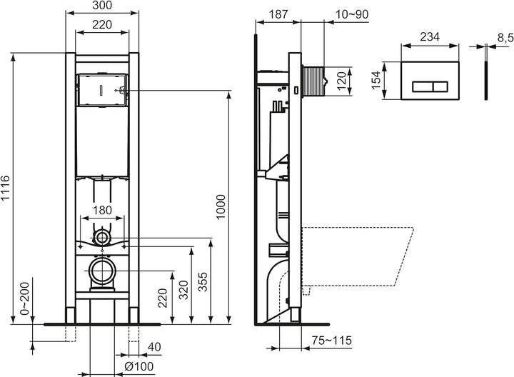 Ideal Standard R0121JG Oleas Betätigungsplatte Meccanica Chrom, Meccanica Chrom
