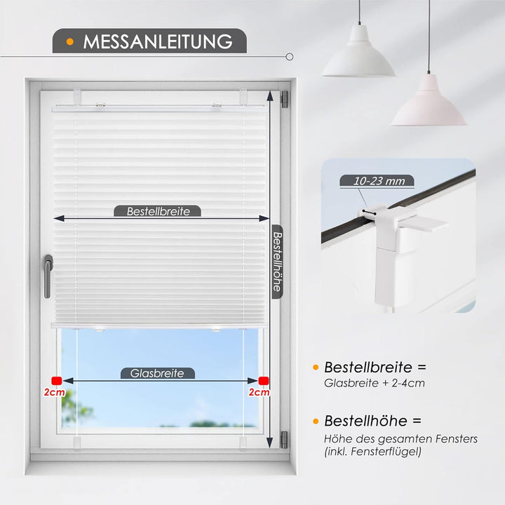 Plissee ohne Bohren verdunkelung, Thermo Plisseerollo Klemmfix, Weiss 70x100cm(BxH), Verdunklungspli