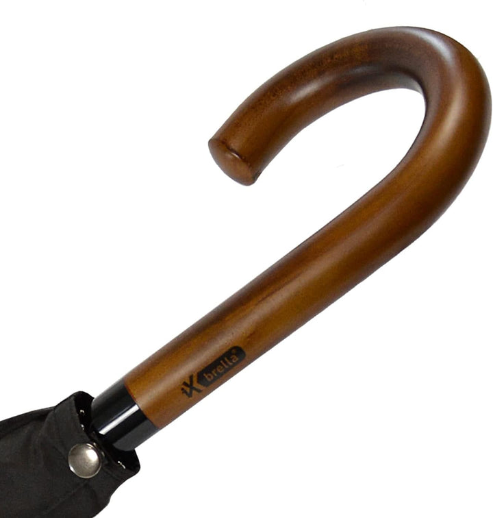 iX-brella Herren Stockschirm Automatik mit Echtholz-Rundhakengriff Schwarz black, black