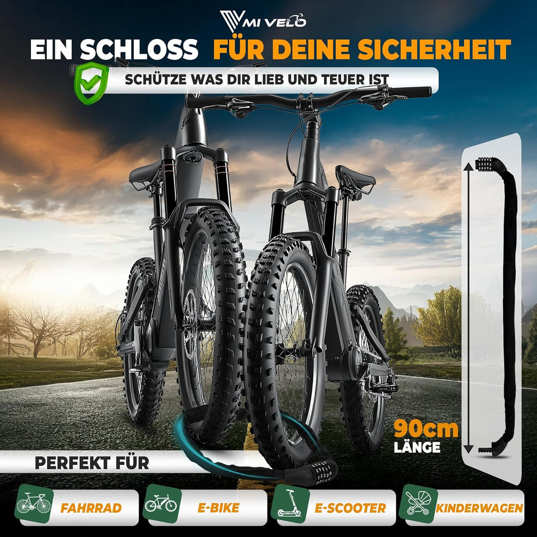 MIVELO Fahrradschloss Kettenschloss hohe Sicherheit - Schloss Fahrrad I Radschloss extra sicher & ro