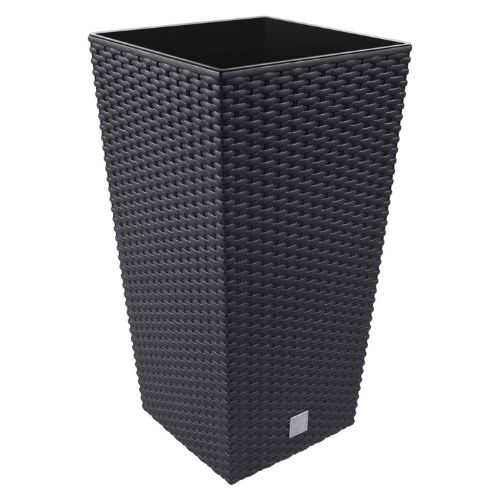 Pflanzgefäss L mit Innenverkleidung, Rattan, 75 cm hoch, anthrazit