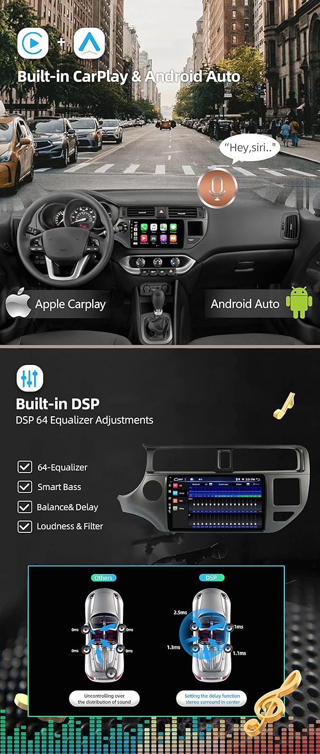 JOYX Android 12 Autoradio Passt für Kia K3 Rio (2011-2015) - [4G+64G] - Eingebaut DSP/Carplay/Androi