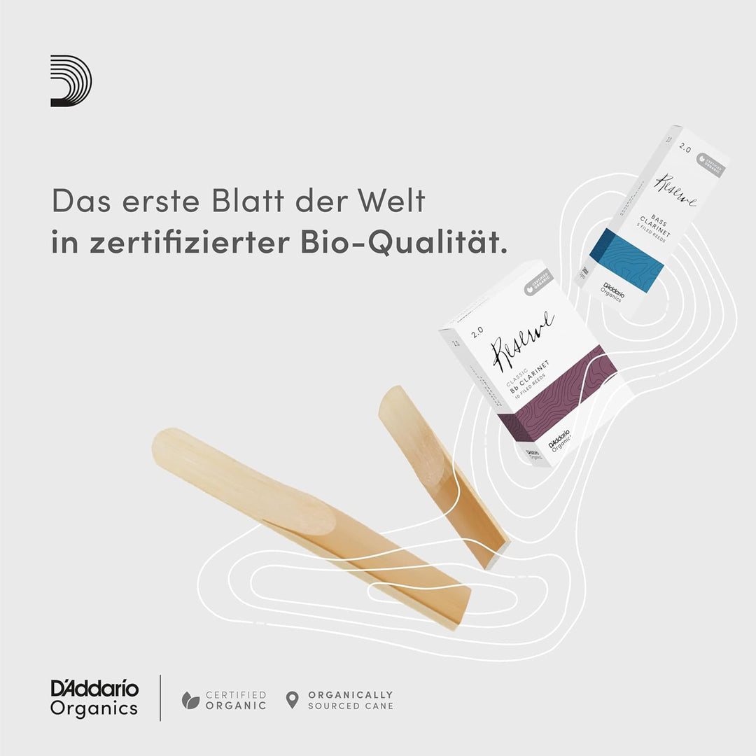 D'Addario Organisch Reserve Bass Klarinettenblätter - Rohrblätter für Klarinette - Das erste und ein