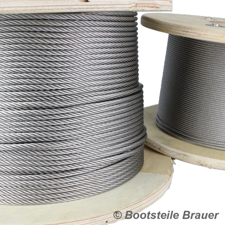 50 Meter Edelstahl - Drahtseil 1x19 hart D= 2 mm - Edelstahl A4 (AISI 316) Edelstahlseil Stahlseil 5