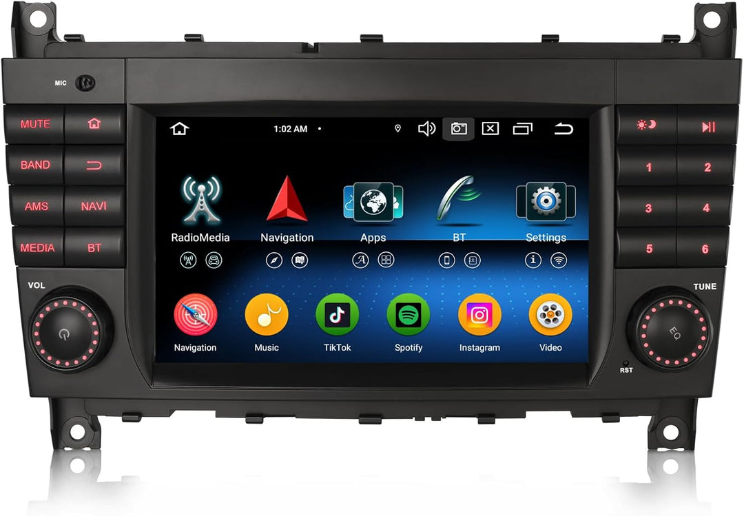Erisin 7 Zoll 8-Kern 4GB+64GB Android 14 Autoradio 2Din GPS Navigation für Mercedes Benz C Klasse W2