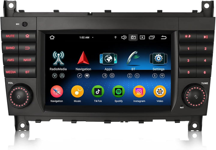 Erisin 7 Zoll 8-Kern 4GB+64GB Android 14 Autoradio 2Din GPS Navigation für Mercedes Benz C Klasse W2