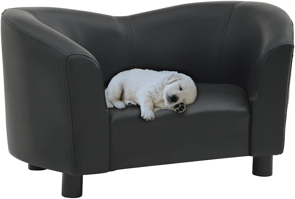 vidaXL Hundesofa Schwarz 67x41x39cm Kunstleder Hundecouch Hundebett Haustier, Schwarz
