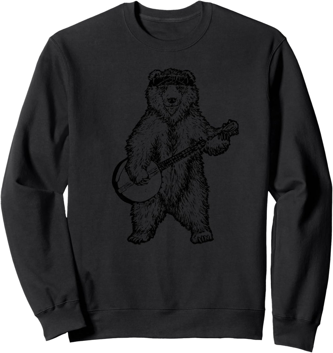 Banjo Bear - Funny Retro Style Bluegrass Fan Graphic Sweatshirt