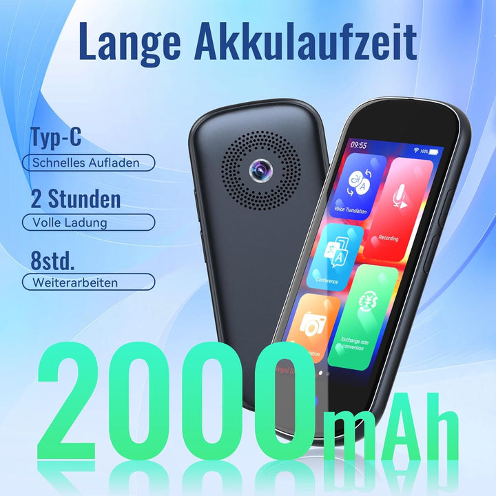 SKARA Sprachübersetzer Gerät ohne Internet, Echtzeit Übersetzer mit Sprachausgabe, 137 Sprachen &amp; Ak