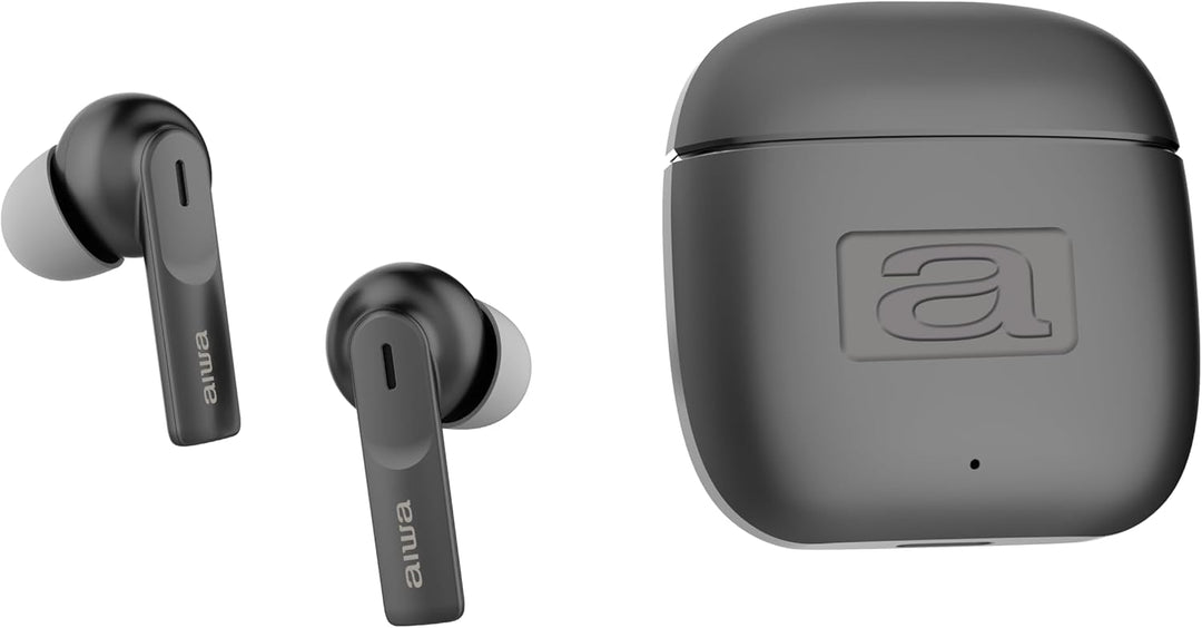 Aiwa EBTW-200 Kabellose Stereo-Kopfhörer, ENC TWS, Silikonpolster mit Satin-Finish, Metallgehäuse au
