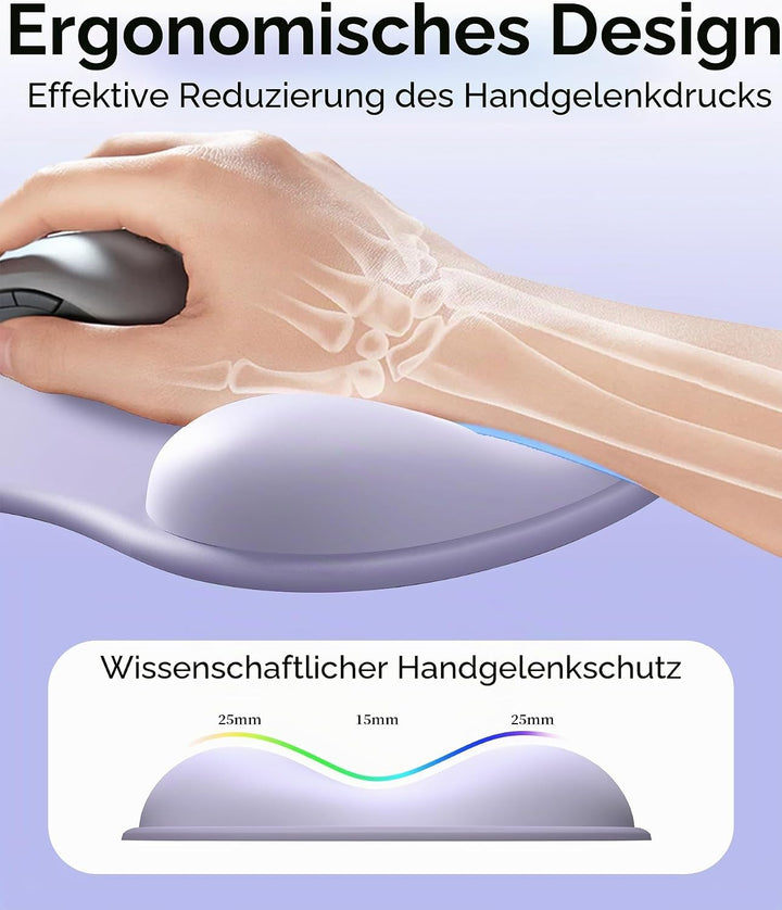 Mauspad mit Gelkissen,Ergonomisches Mousepad mit handauflage mit weichem Gelpolster,rutschfester Bas