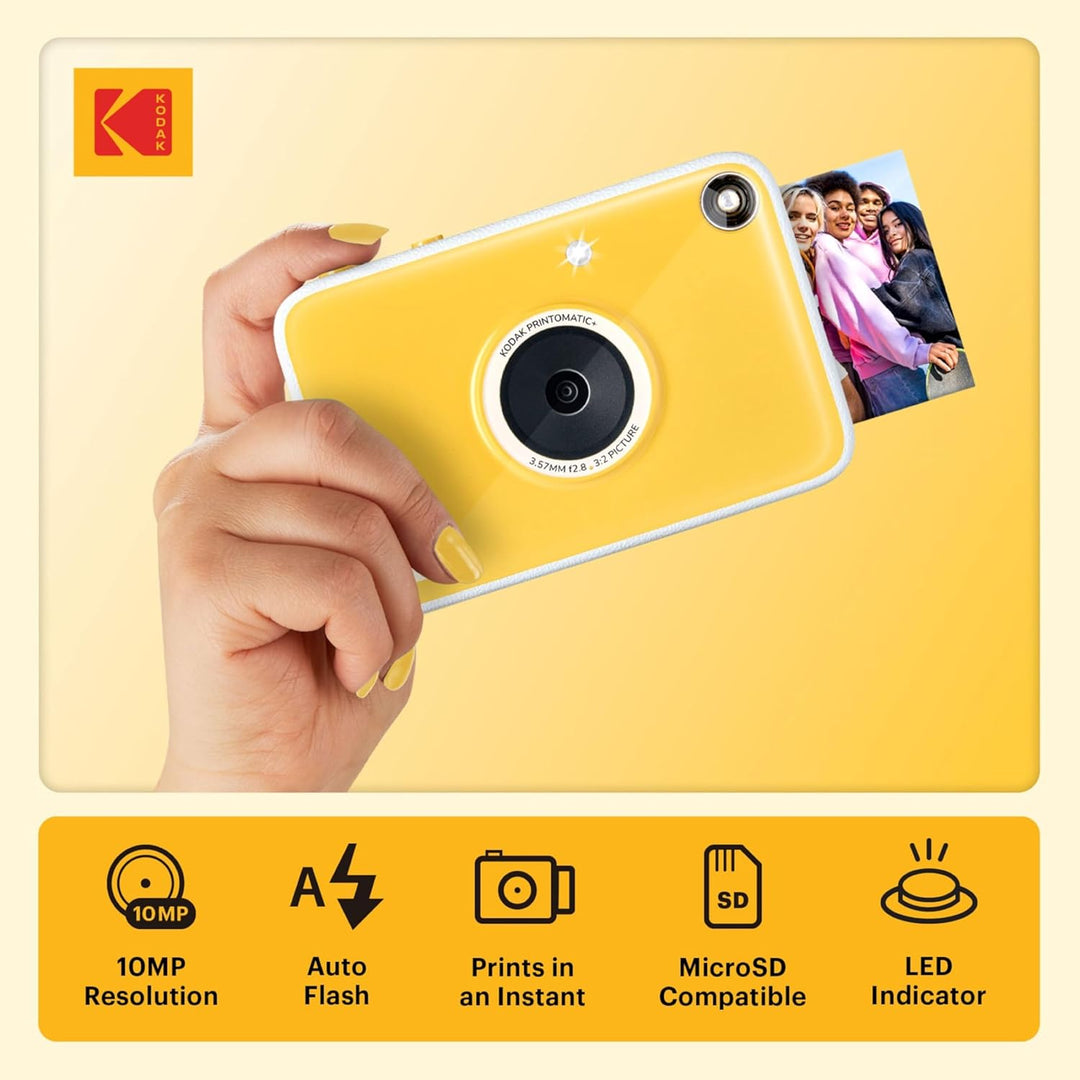 Kodak Printomatic+ Sofortbild-Digitalkamera, Zink-Fotopapier 2x3 (5,1x7,5 cm) 10 MP, RGB-LED, Set: T