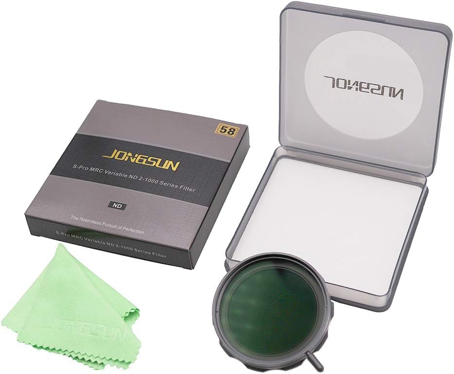 JONGSUN Variable ND Filter 58mm, S-Pro HD MRC 16-Schicht Nanobeschichtung, ND2-ND1000, Kameraneutral