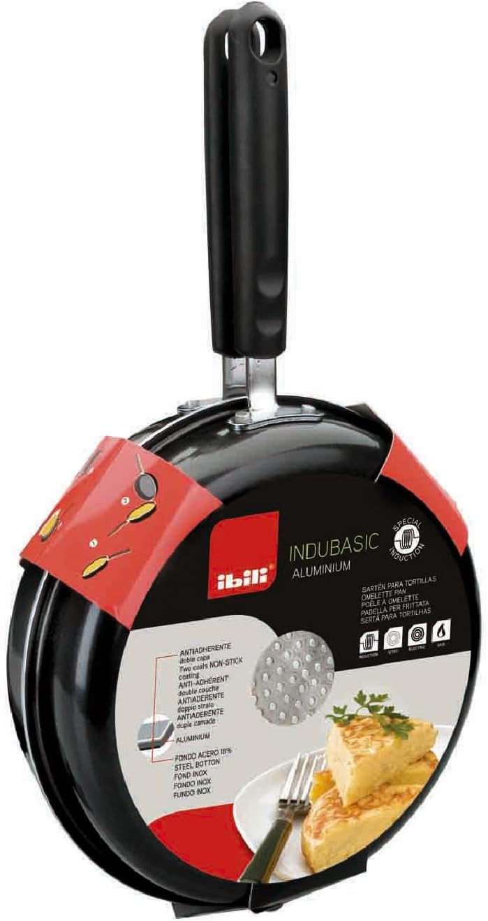 Ibili Omelettpfanne Indubasic 28 cm, Aluminium, schwarz 28 cms, 28 cms