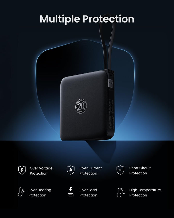 Powerbank 22,5W Power Bank mit Kabel 20000mAh USB-C Schnellladung Klein Externe Handyakkus &amp; LED-Dis